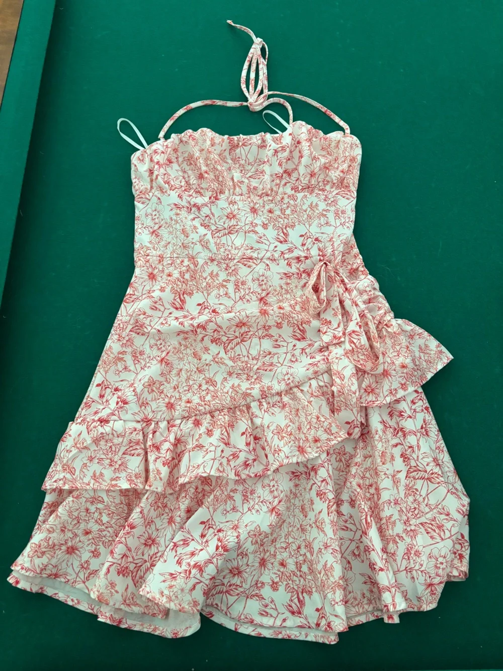 Red Floral Print Ruffled Dress - Picture 1 of 2